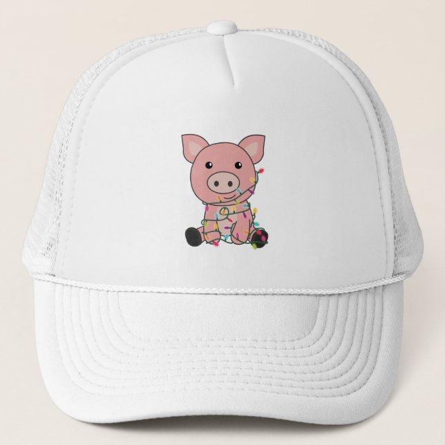 Casquette Cochon Noël Neige Animaux d'hiver Cochons (Devant)