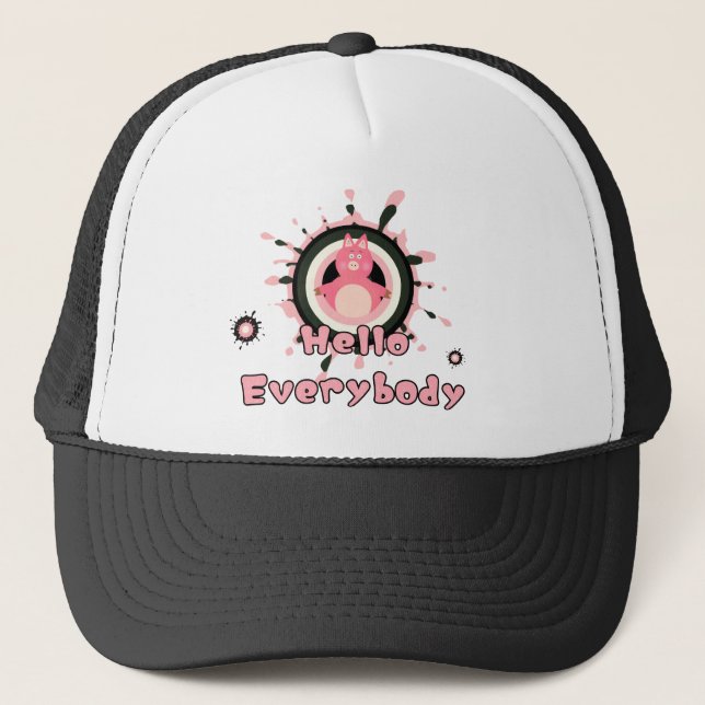 Casquette Cochon rose amusant (Devant)
