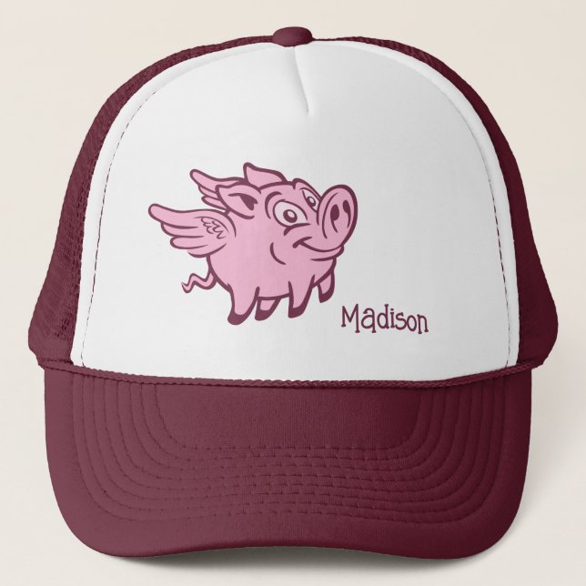Casquette Cochon volant de nom personnalisé (Devant)
