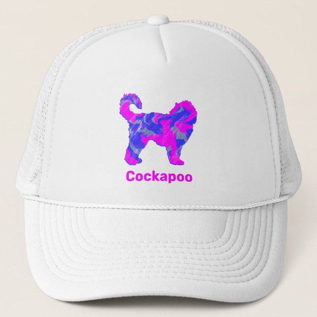Casquette Cockapoo Chien mignon rose Silhouette personnalisé (Devant)