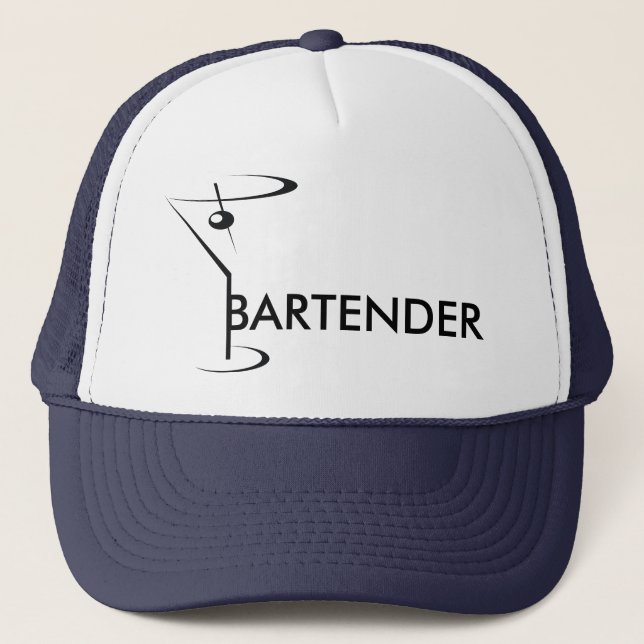 Casquette Cocktail Bartending ou barman bleu (Devant)