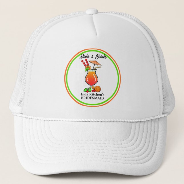 Casquette Cocktail de pickleball Dinks & Boissons Fête de Ba (Devant)