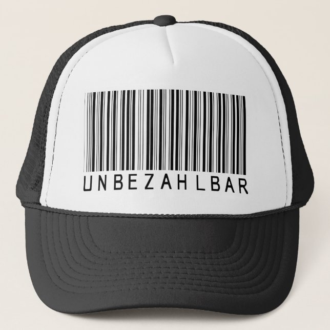 Casquette code-barres noir "UNBEZAHLBAR" allemand (Devant)