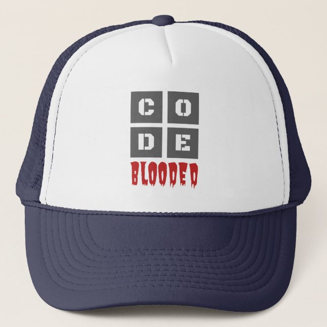 Casquette CODE programmeur ordinateur codé sang drôle (Devant)