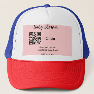 Casquette Code QR simple pour baby shower avec nom et texte