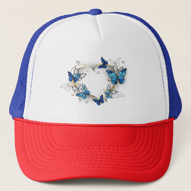 Casquette Coeur bijoux avec papillons Morpho (Devant)