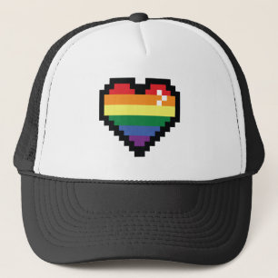 Casquette Coeur de pixel arc-en-ciel