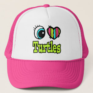 Casquette Coeur des yeux lumineux J'aime les tortues