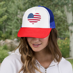 Casquette Coeur mignon USA Drapeau patriotique rouge blanc e