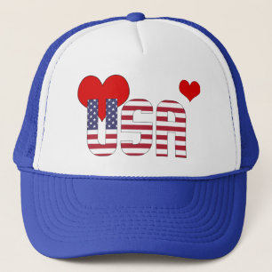 Casquette Coeurs Adorables Drapeau des États-Unis Patriotiqu