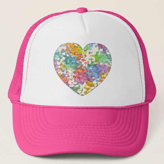 Casquette Cœurs de Confettis Pastels (Devant)