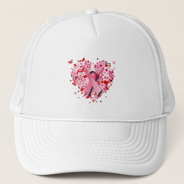 CASQUETTE COEURS, PAPILLONS ET RUBAN ROSE (Devant)