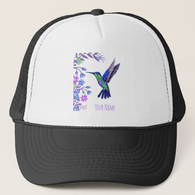 Casquette Colibri Design Fleurs Botaniques Amateurs d'oiseau (Devant)
