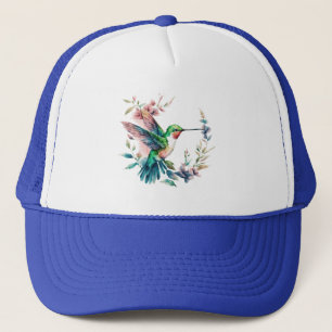 Casquette Colibri et fleurs aux couleurs vives