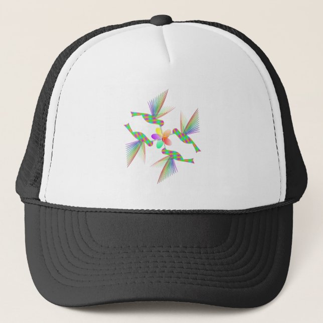 Casquette Colibris Arc-En-Ciel Embrasser Une Fleur (Devant)
