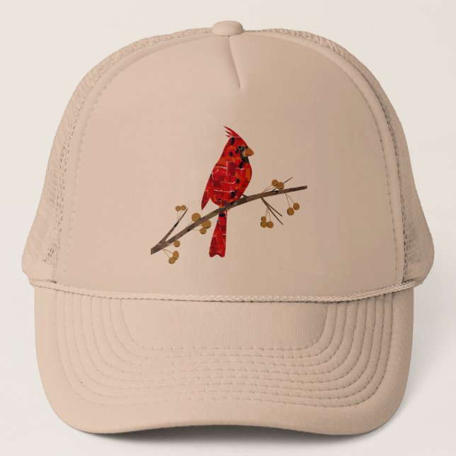 Casquette Collage d'oiseau Cardinal de Noël (Devant)