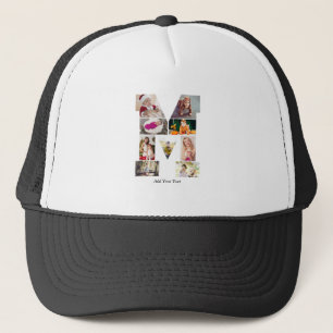 Casquette Collage photo avec lettre M noir et blanc