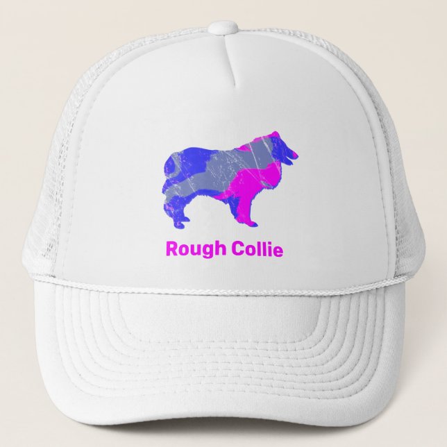 Casquette Collie Rough Dog Cute Rose Silhouette Personnalisé (Devant)