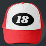 Casquette coloré de camionneur pour la 18ème fête<br><div class="desc">Casquette coloré de camionneur pour la 18ème partie de fête d'anniversaire de l'ado ! Ajoutez votre propre nombre fait sur commande d'âge. casquette de baseball d'IE 11ème 12rd 13ème 14ème 15ème 16ème 17ème 19ème 20ème etc. rétro avec le logo ovale avec le nombre d'année ou d'âge. Accessoire d'amusement pour des...</div>