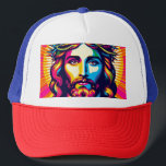 Casquette coloré JesusTrucker !<br><div class="desc">Joyeux casquette de camionneur de Jésus coloré !</div>