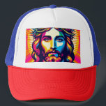 Casquette coloré JesusTrucker !<br><div class="desc">Joyeux casquette de camionneur de Jésus coloré !</div>