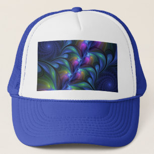 Casquette Coloré Lumineux Abstrait Bleu rose Vert Fractal