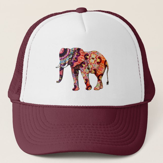 Casquette Colorful abstract elephant (Devant)