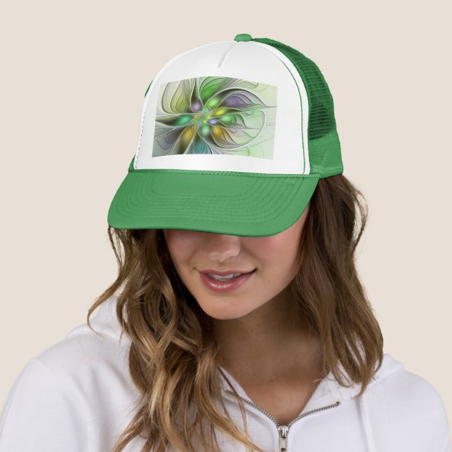 Casquette Colorful Fantasy Flower Modern Abstract Fractal (En situation)