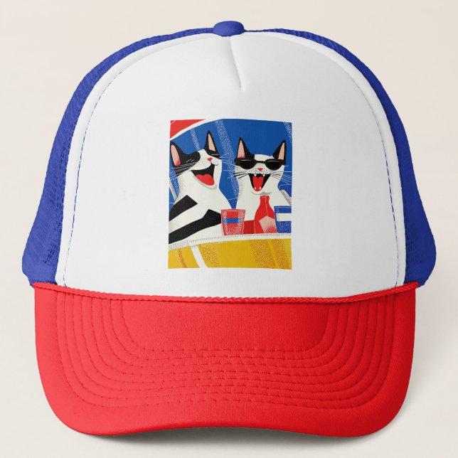 Casquette Comic Joyful Perfect Cat Duo Profitant Des Vibes É (Devant)
