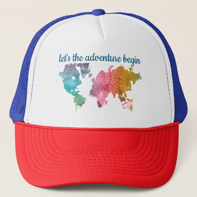 Casquette Commençons l'aventure Carte du monde géométrique (Devant)