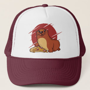Casquette Conception de bébé loutre mignonne mangeant une dé