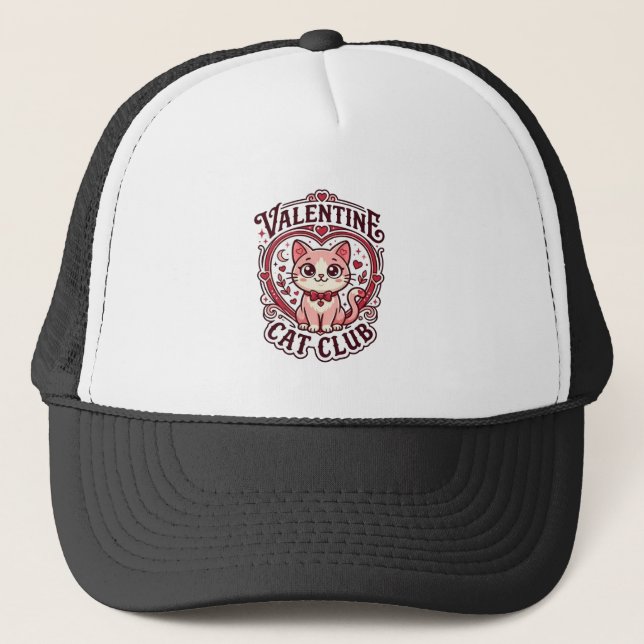 Casquette Conception de chat drôle de la Saint-Valentin - Ch (Devant)