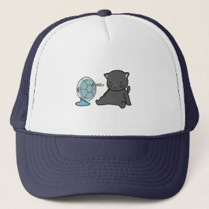 Casquette conception de chats d'été devant ventilateur con