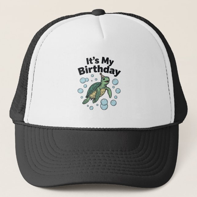 Casquette Conception de chemise d'anniversaire de tortue mar (Devant)