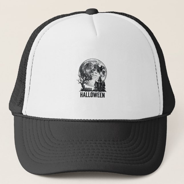 Casquette Conception de chemise de lune de maison hantée Hal (Devant)