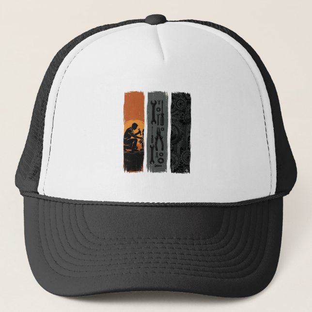 Casquette Conception de chemise triptyque d'outils de mécani (Devant)