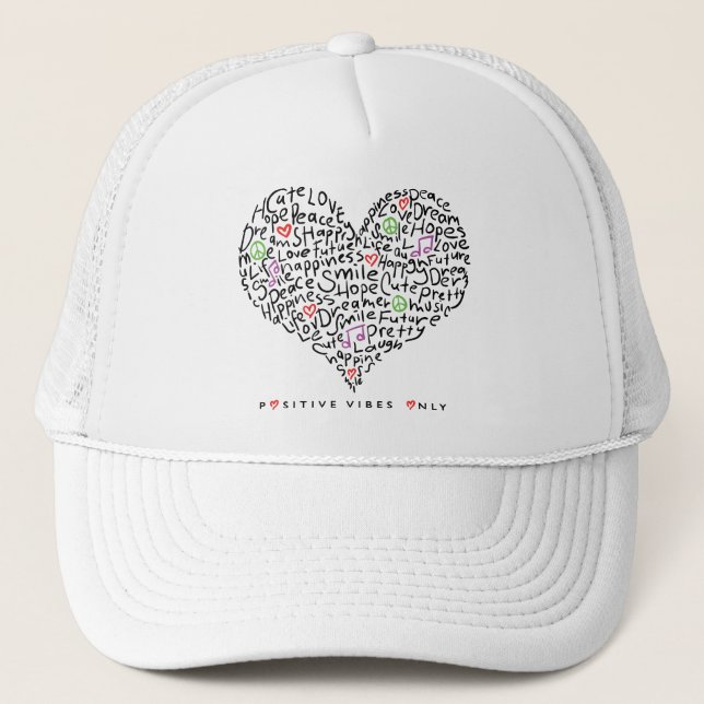 Casquette Conception de cœur avec des vibrations positives u (Devant)