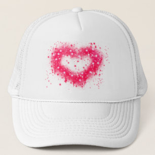 Casquette Conception de coeur scintillant rose peinture aéro