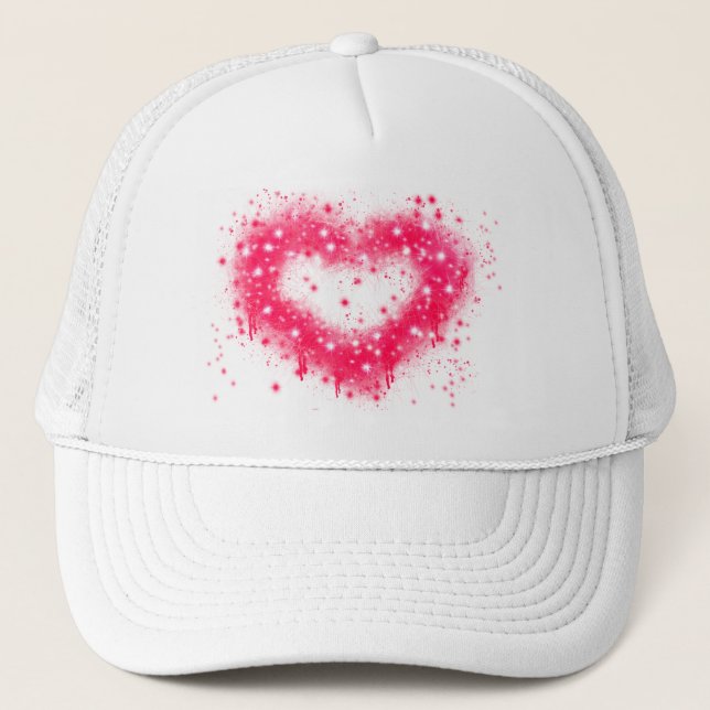 Casquette Conception de coeur scintillant rose peinture aéro (Devant)