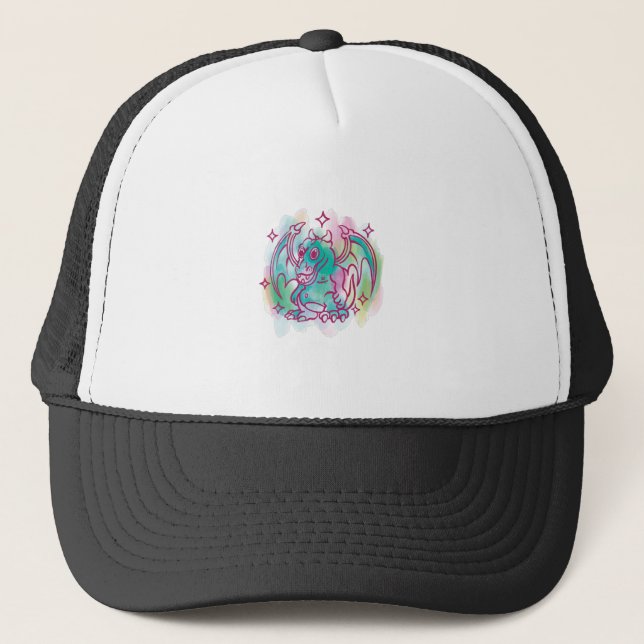Casquette Conception de fantaisie de dragon mignon (Devant)