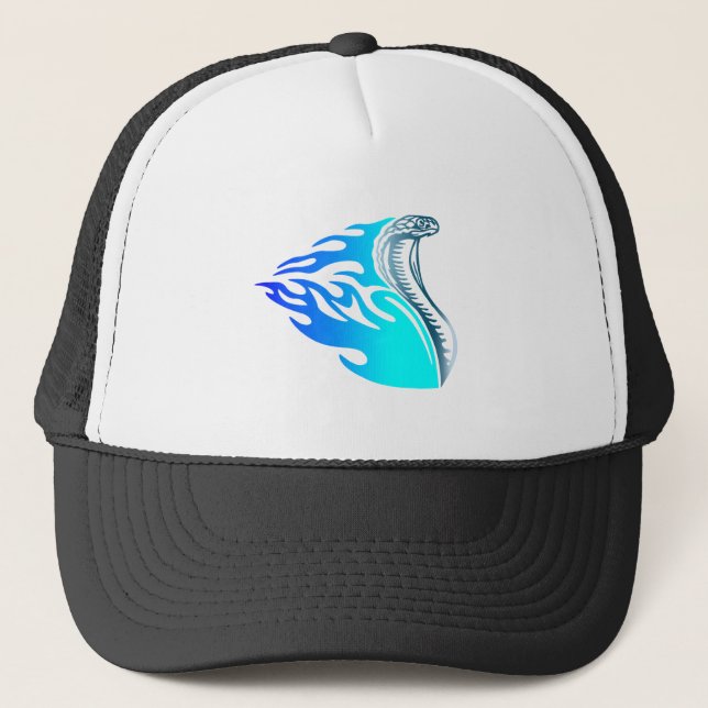 Casquette conception de flammes de cobra bleu (Devant)