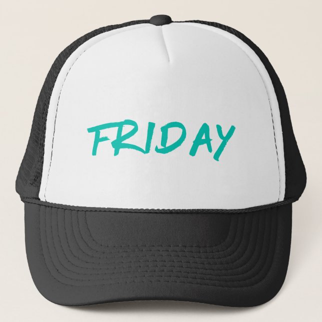 Casquette Conception de lettrage ‘Friday’ en turquoise (Devant)