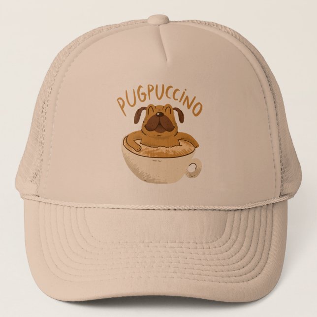 Casquette Conception de Pug Chien Amoureux de Caféine (Devant)