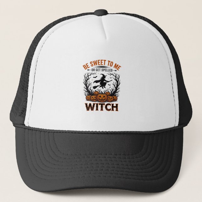 Casquette Conception de sorcière d'Halloween Sois doux ou so (Devant)