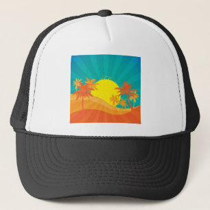 Casquette Conception de surf rétro tropical de plage au couc
