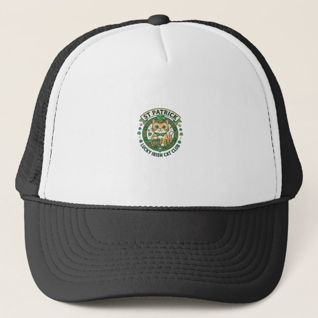 Casquette Conception de T-shirt de chat irlandais chanceux d (Devant)