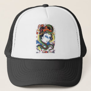 Casquette Conception de tatouage grotesque et serpent