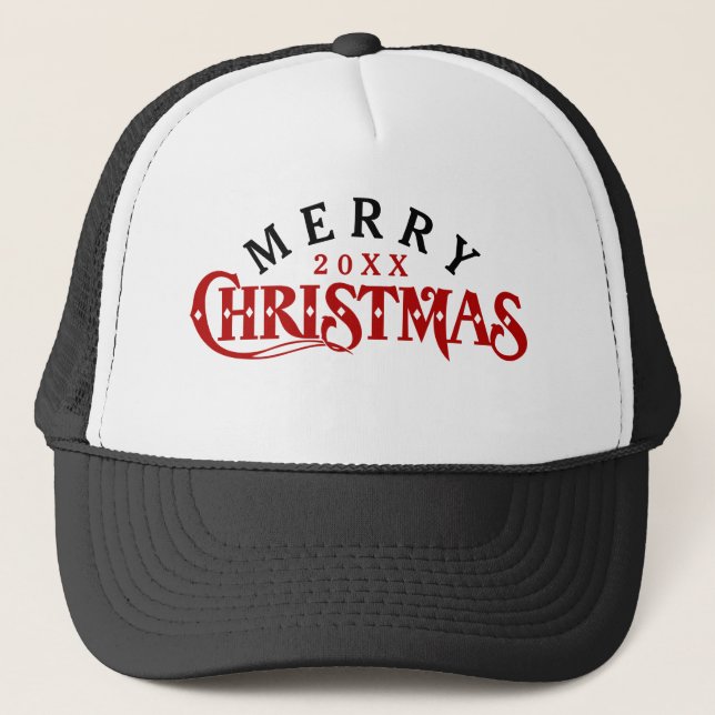 Casquette Conception de texte de Noël élégant rouge foncé (Devant)
