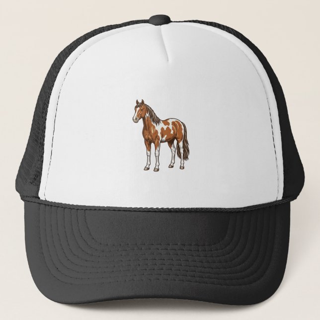 Casquette Conception de vecteur de cheval Pinto gravé antiqu (Devant)