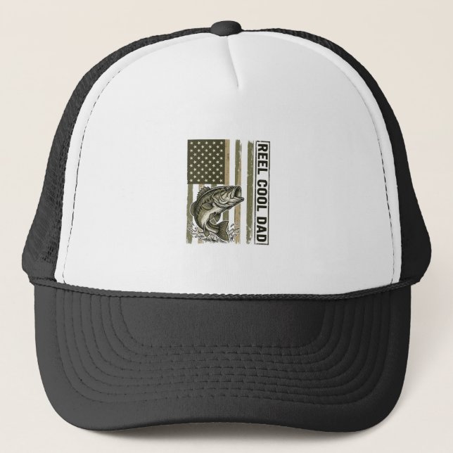 Casquette Conception de vecteur de drapeau de pêche à la bas (Devant)
